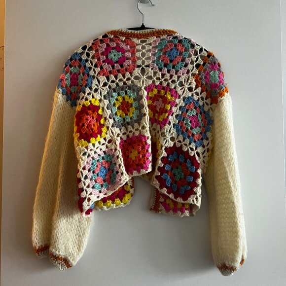 Handmade Multicolour Crochet Patchwork Cardigan - Picture 2 of 6